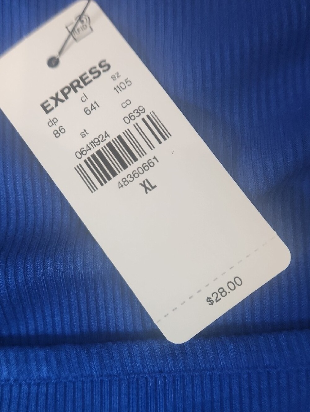 Express Fitted Ribbed Square Neck Crop Top Cobalt Blue XL NwT - Picture 16 of 16